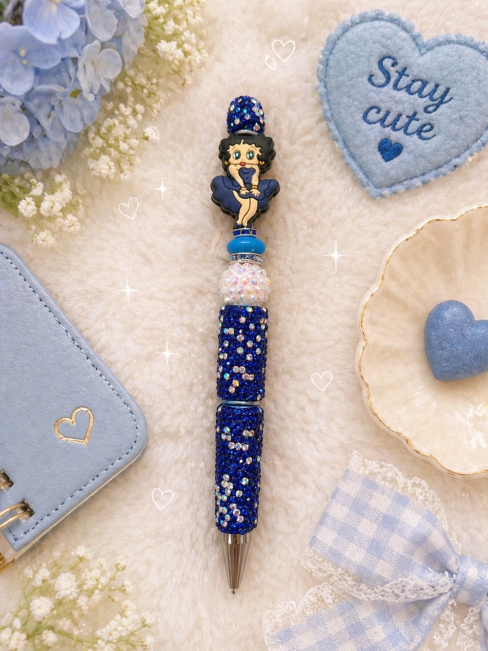 Betty Boop Blue Rhinestone Ballpoint Pen black ink new